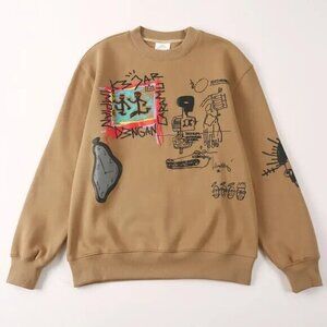 Khaki Artsy Drawing Pattern Unique Sweater